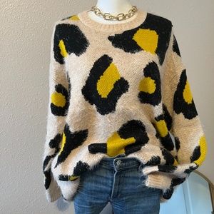 &merci Boutique Leopard Eyelash Tunic Sweater | Size M